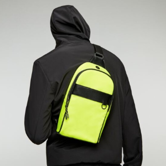 ZARA One-Shoulder Sports Backpack Neon Yellow NWOT - Picture 3 of 5
